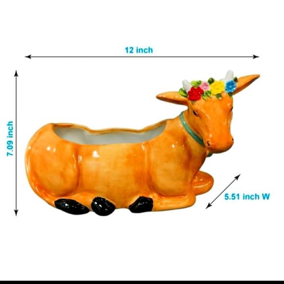 SOLD FLASH SALE Pioneer woman brown floral cow Planter NO FURTHER DISCOUNTS - Picture 4 of 5